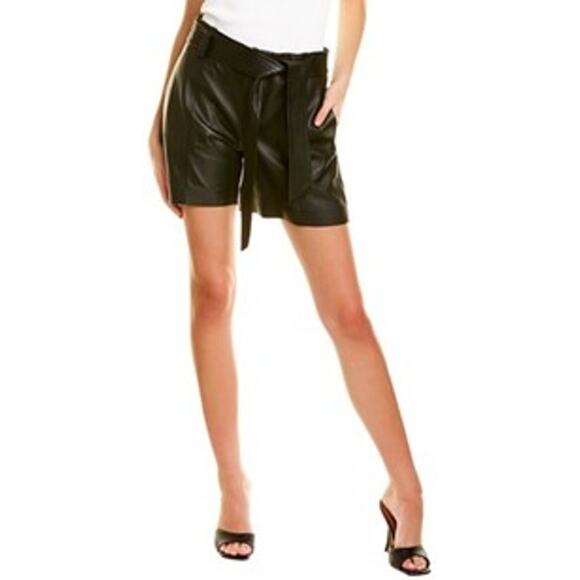 Vince 100% Lamb Leather Shorts in Black Size 2 - Picture 1 of 6